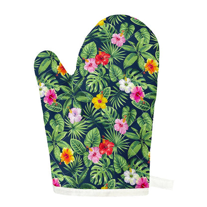 Tropical Hibiscus Flowers Pattern Print Single Oven Mitt