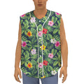 Tropical Hibiscus Flowers Pattern Print Sleeveless Baseball Jersey