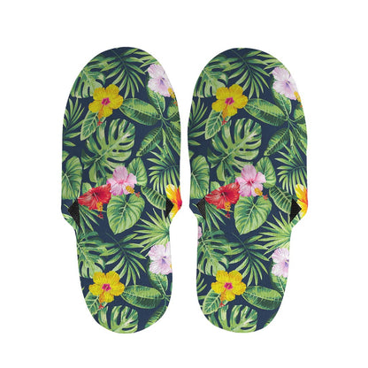 Tropical Hibiscus Flowers Pattern Print Slippers