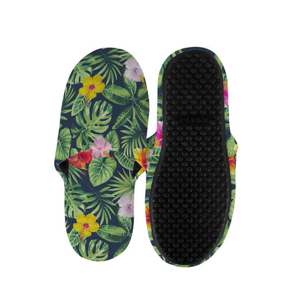 Tropical Hibiscus Flowers Pattern Print Slippers