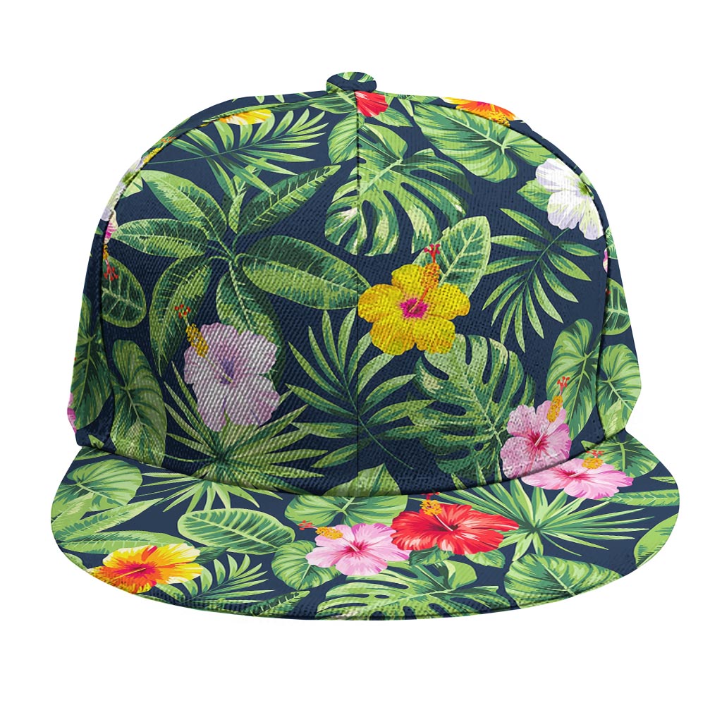 Tropical Hibiscus Flowers Pattern Print Snapback Cap