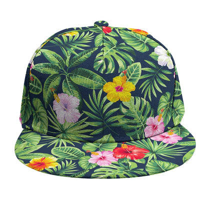 Tropical Hibiscus Flowers Pattern Print Snapback Cap