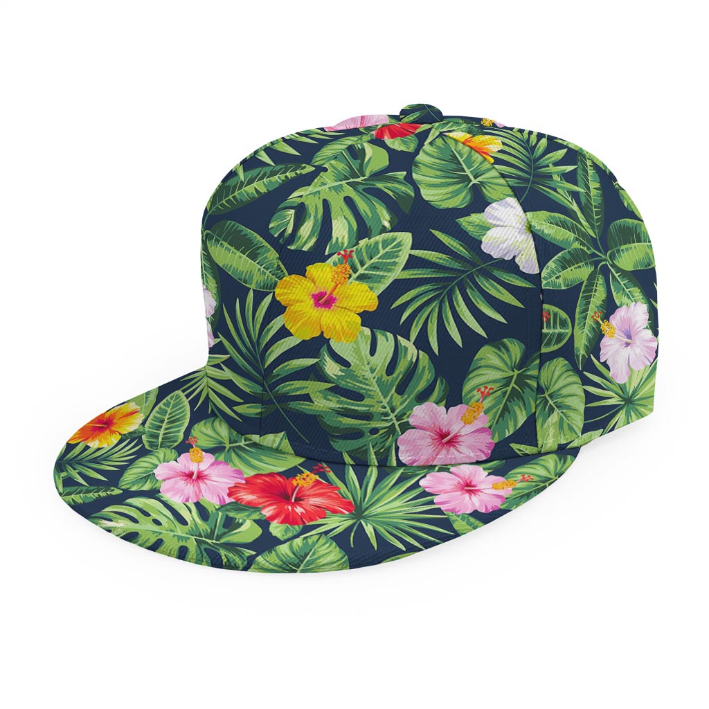 Tropical Hibiscus Flowers Pattern Print Snapback Cap