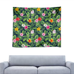 Tropical Hibiscus Flowers Pattern Print Tapestry