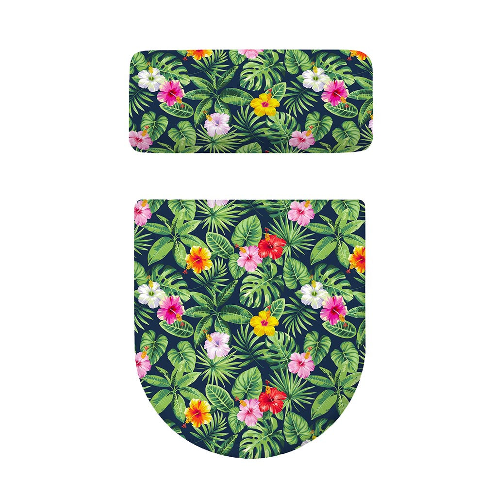 Tropical Hibiscus Flowers Pattern Print Toilet Lid And Tank Cover Set
