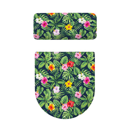 Tropical Hibiscus Flowers Pattern Print Toilet Lid And Tank Cover Set