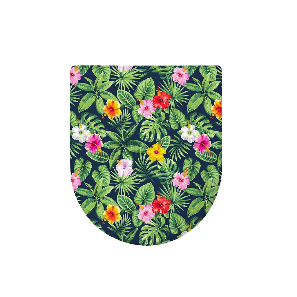 Tropical Hibiscus Flowers Pattern Print Toilet Lid Cover