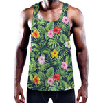 Tropical Hibiscus Flowers Pattern Print Training Tank Top