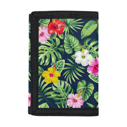 Tropical Hibiscus Flowers Pattern Print Trifold Wallet