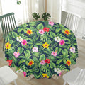 Tropical Hibiscus Flowers Pattern Print Waterproof Round Tablecloth