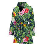 Tropical Hibiscus Flowers Pattern Print Women's Bathrobe