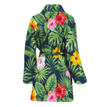 Tropical Hibiscus Flowers Pattern Print Women's Bathrobe