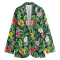Tropical Hibiscus Flowers Pattern Print Women's Cotton Blazer
