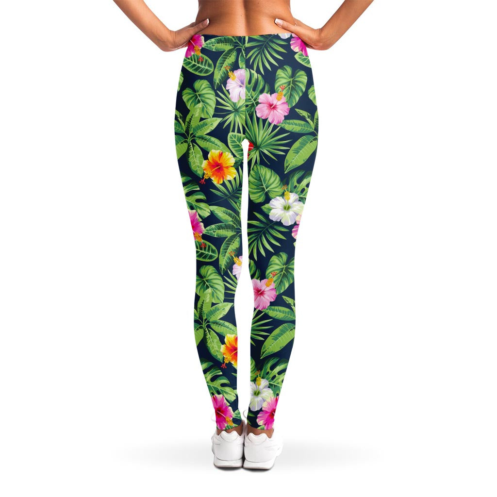 Tropical Hibiscus Flowers Pattern Print Women's Leggings
