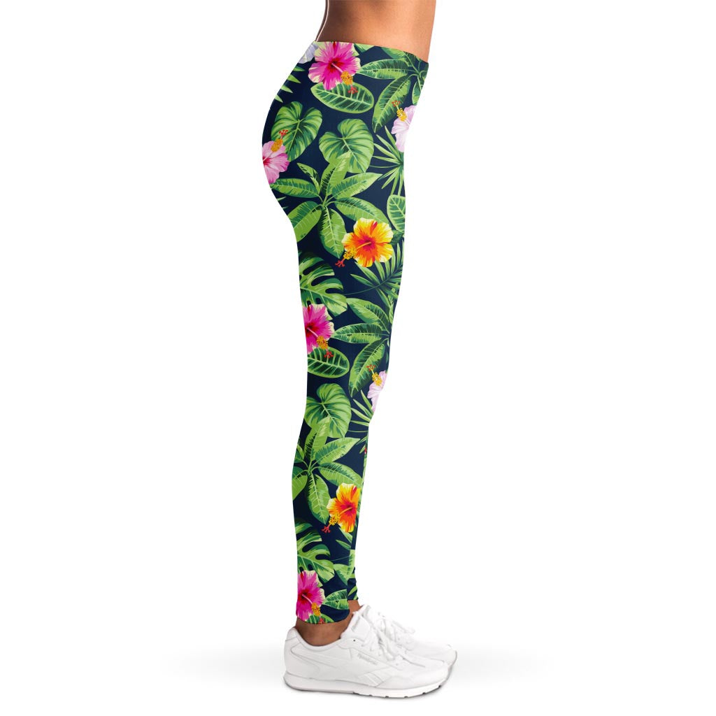 Tropical Hibiscus Flowers Pattern Print Women's Leggings