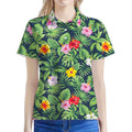 Tropical Hibiscus Flowers Pattern Print Women's Polo Shirt