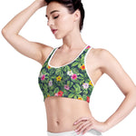 Tropical Hibiscus Flowers Pattern Print Women's Sports Bra