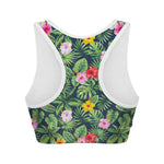 Tropical Hibiscus Flowers Pattern Print Women's Sports Bra