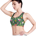 Tropical Hibiscus Flowers Pattern Print Women's Sports Bra
