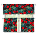 Tropical Hibiscus Leaves Pattern Print 3 Piece Kitchen Curtains