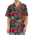 Tropical Hibiscus Leaves Pattern Print Aloha Shirt