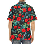 Tropical Hibiscus Leaves Pattern Print Aloha Shirt
