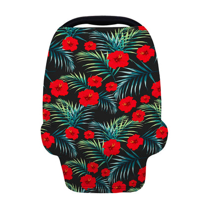Tropical Hibiscus Leaves Pattern Print Baby Seat Cover