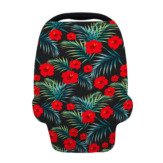 Tropical Hibiscus Leaves Pattern Print Baby Seat Cover