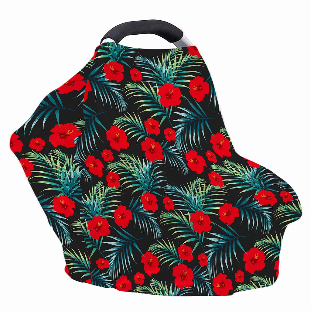 Tropical Hibiscus Leaves Pattern Print Baby Seat Cover