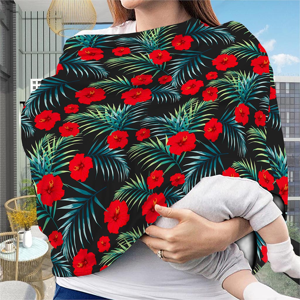 Tropical Hibiscus Leaves Pattern Print Baby Seat Cover