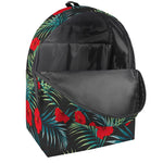Tropical Hibiscus Leaves Pattern Print Backpack