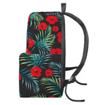 Tropical Hibiscus Leaves Pattern Print Backpack