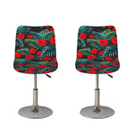 Tropical Hibiscus Leaves Pattern Print Bar Stool Covers