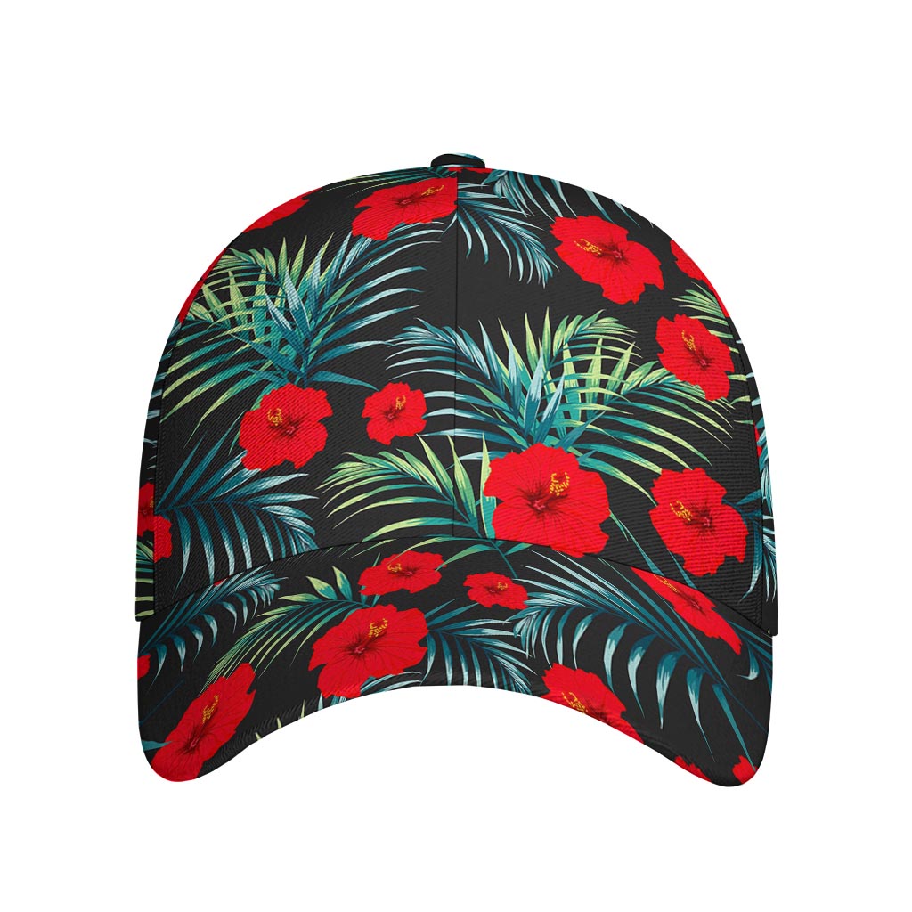 Tropical Hibiscus Leaves Pattern Print Baseball Cap