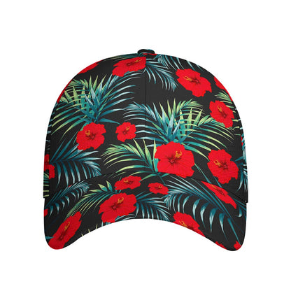 Tropical Hibiscus Leaves Pattern Print Baseball Cap