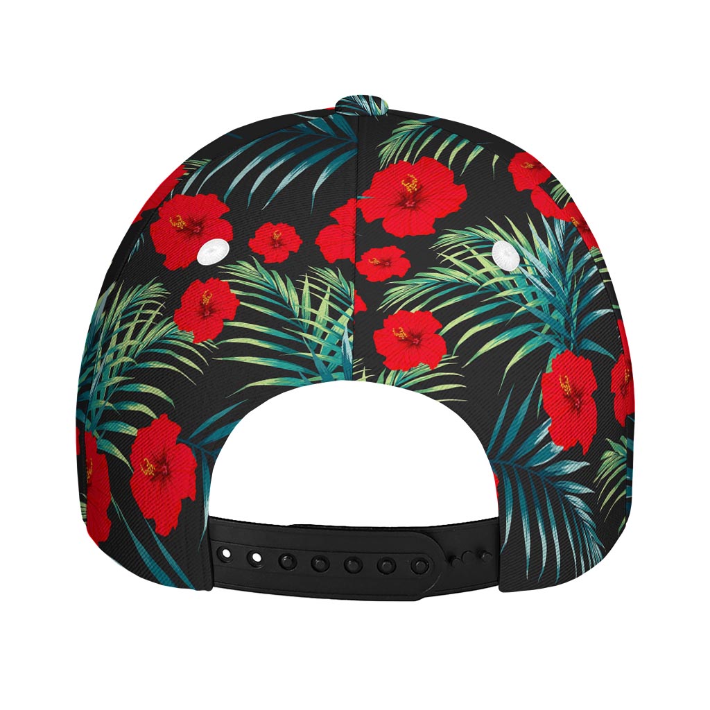 Tropical Hibiscus Leaves Pattern Print Baseball Cap
