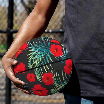Tropical Hibiscus Leaves Pattern Print Basketball