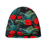 Tropical Hibiscus Leaves Pattern Print Beanie