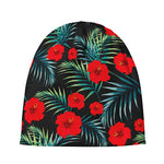 Tropical Hibiscus Leaves Pattern Print Beanie