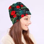 Tropical Hibiscus Leaves Pattern Print Beanie