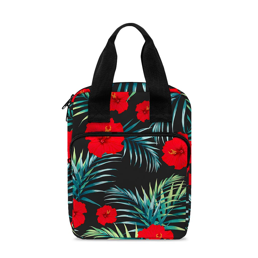 Tropical Hibiscus Leaves Pattern Print Bible Tote Bag