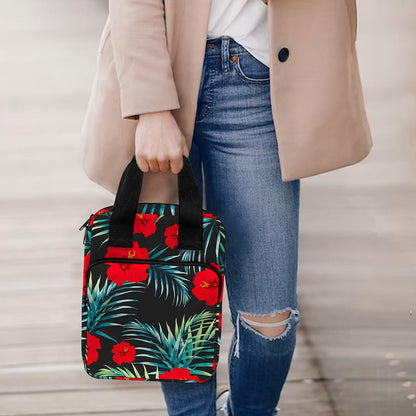 Tropical Hibiscus Leaves Pattern Print Bible Tote Bag