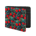 Tropical Hibiscus Leaves Pattern Print Bifold Wallet