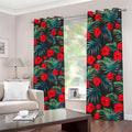 Tropical Hibiscus Leaves Pattern Print Dimout Grommet Curtains