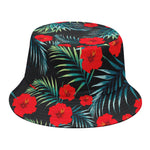 Tropical Hibiscus Leaves Pattern Print Bucket Hat