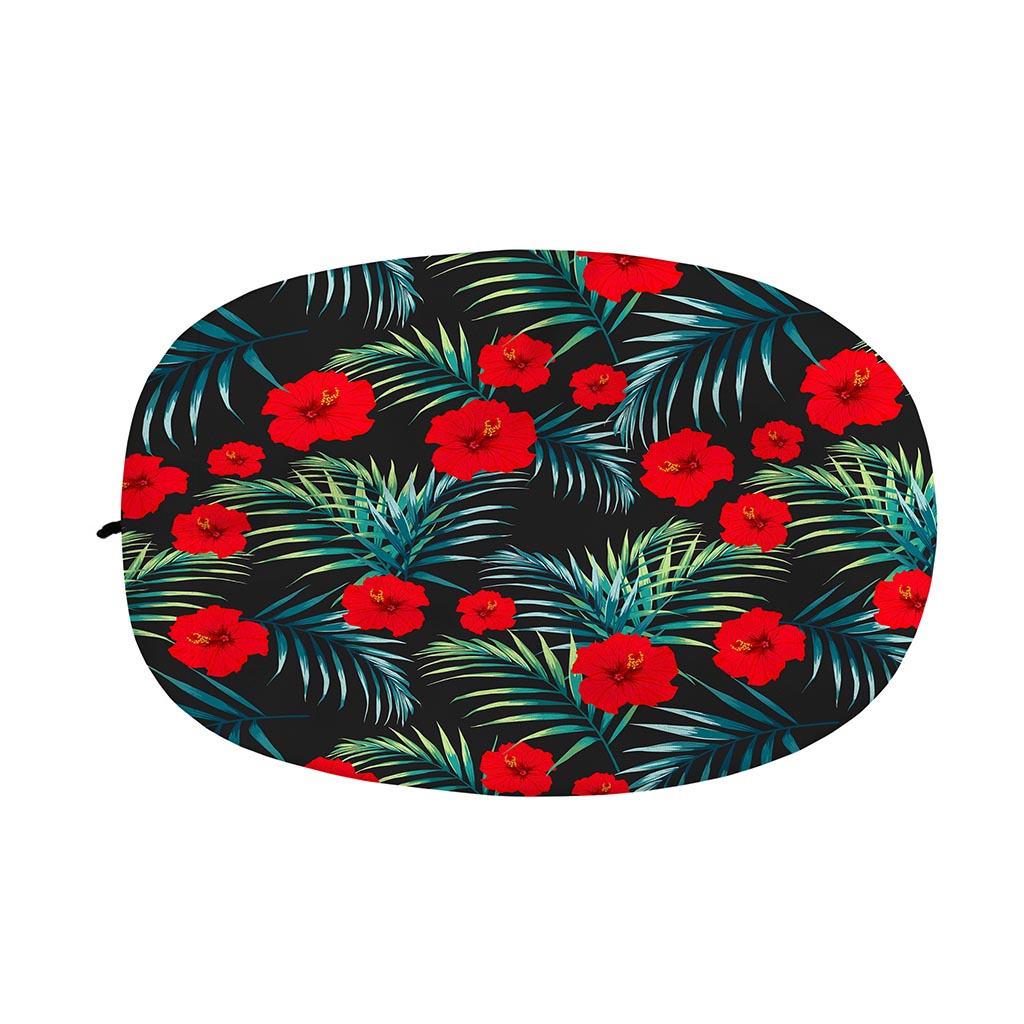 Tropical Hibiscus Leaves Pattern Print Car Side Mirror Covers