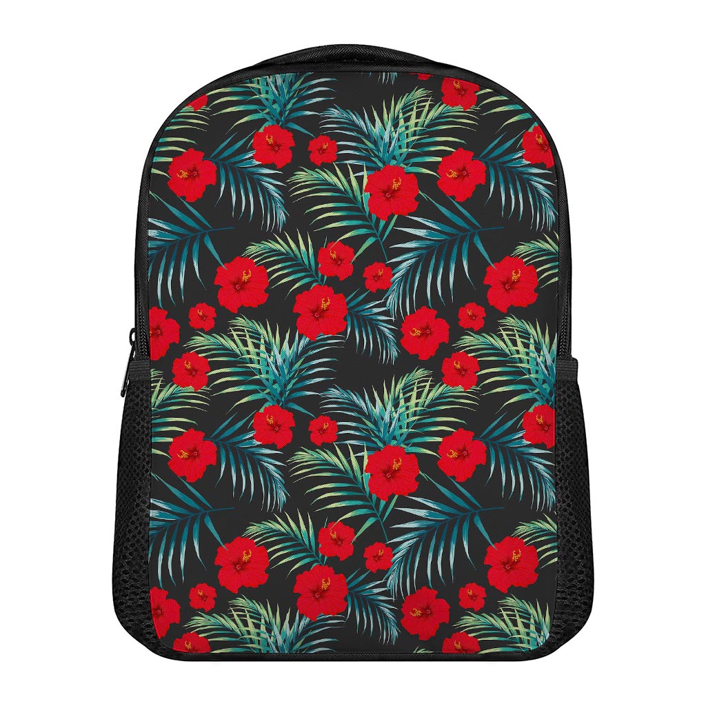 Tropical Hibiscus Leaves Pattern Print Casual Backpack