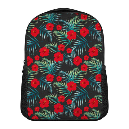 Tropical Hibiscus Leaves Pattern Print Casual Backpack