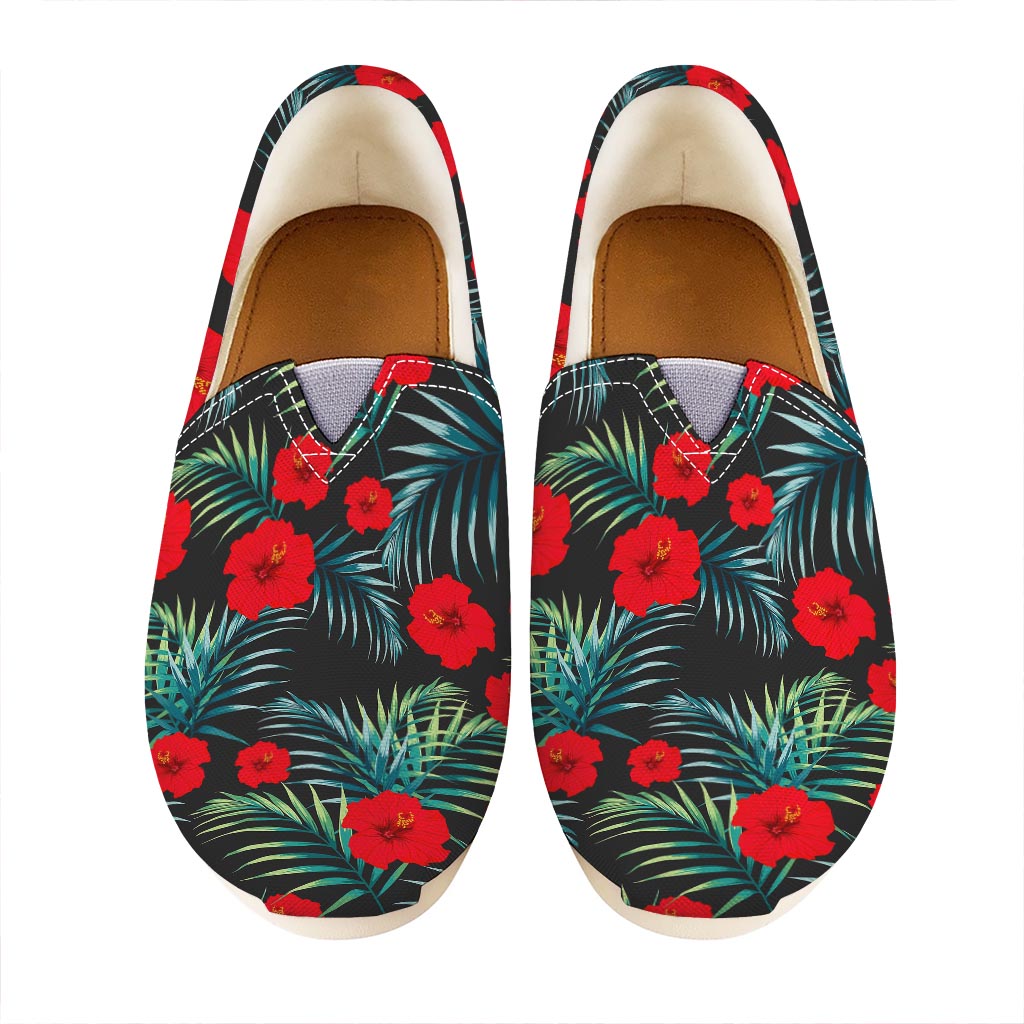 Tropical Hibiscus Leaves Pattern Print Casual Shoes