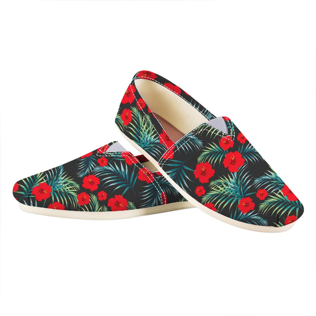 Tropical Hibiscus Leaves Pattern Print Casual Shoes